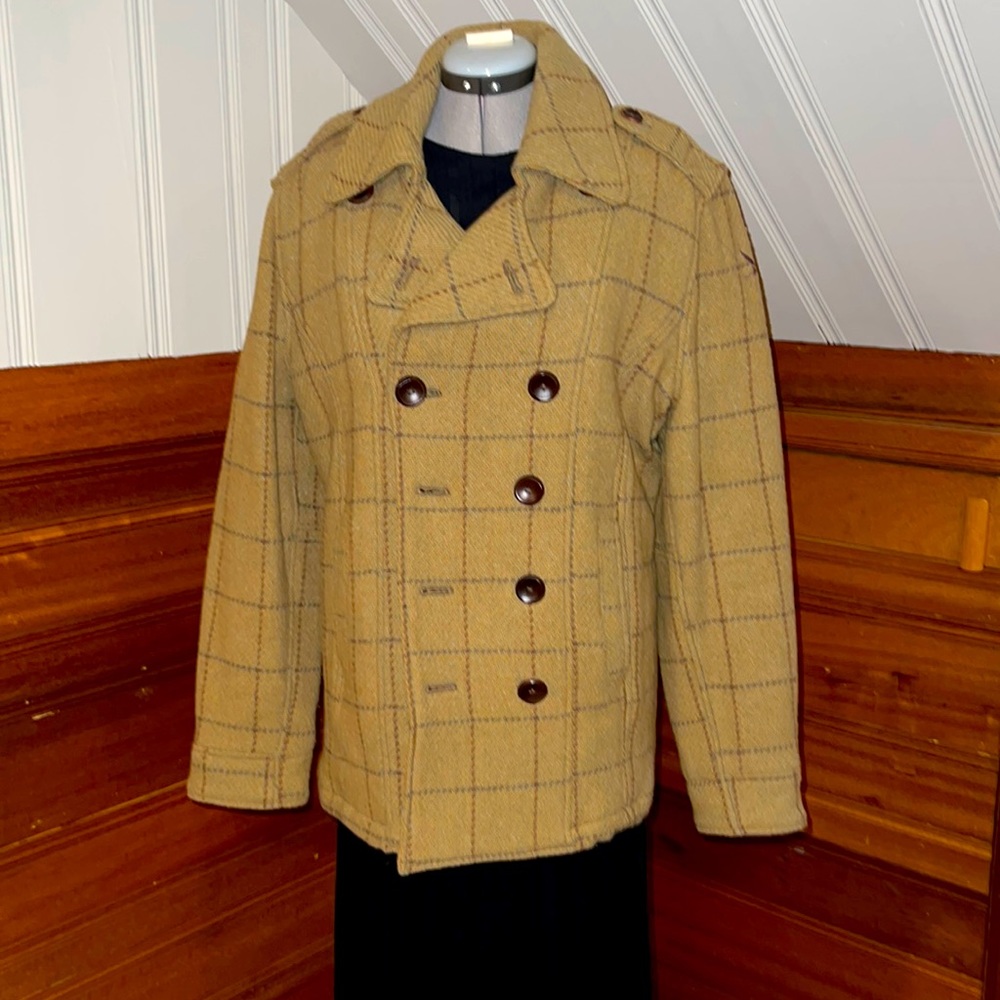 BNWT Spiewak Wool Peacoat, Green Plaid Tartan